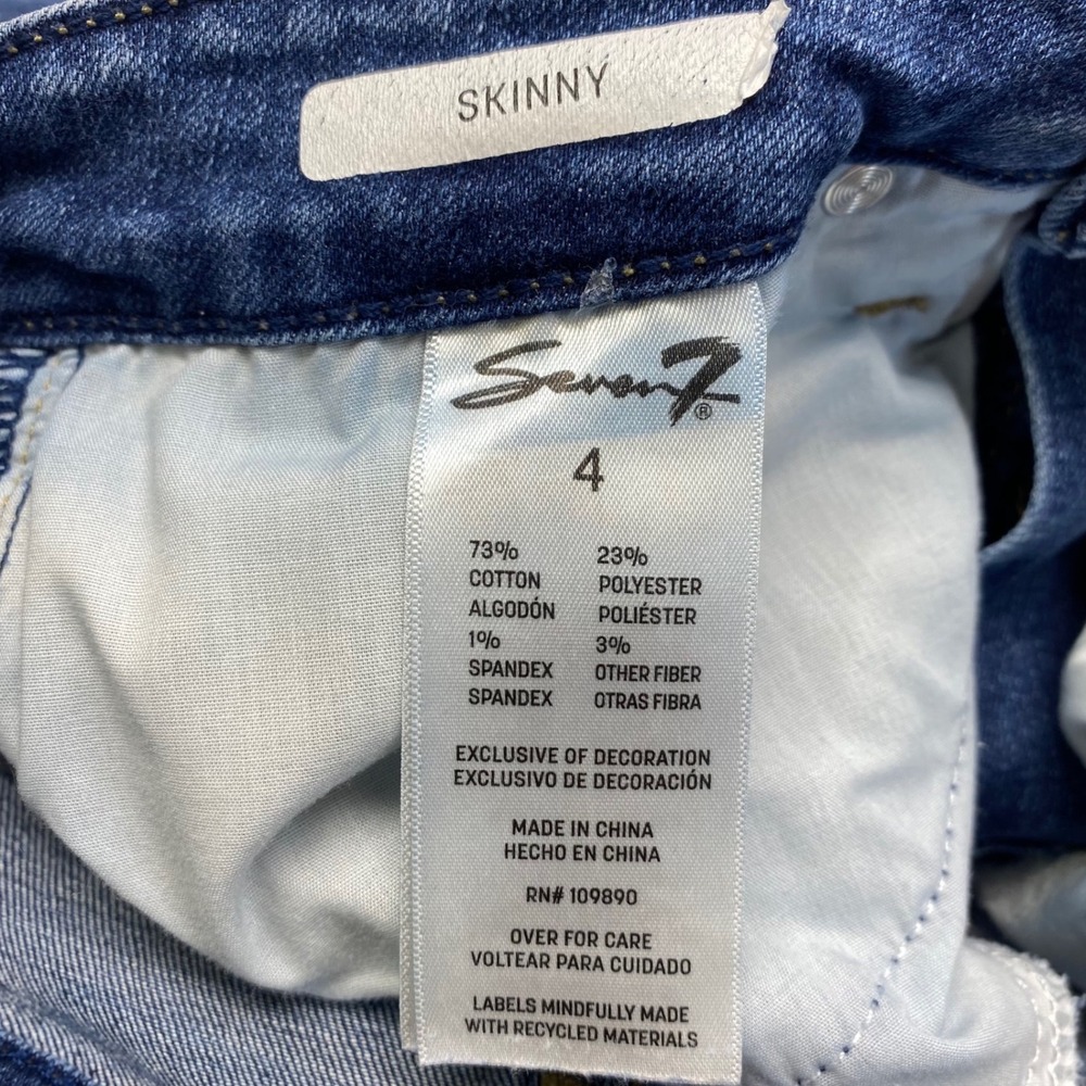 Seven7 Womens Skinny Jeans Medium Wash High Rise Blue Denim Pants Size 4 (29x27) - Picture 11 of 12